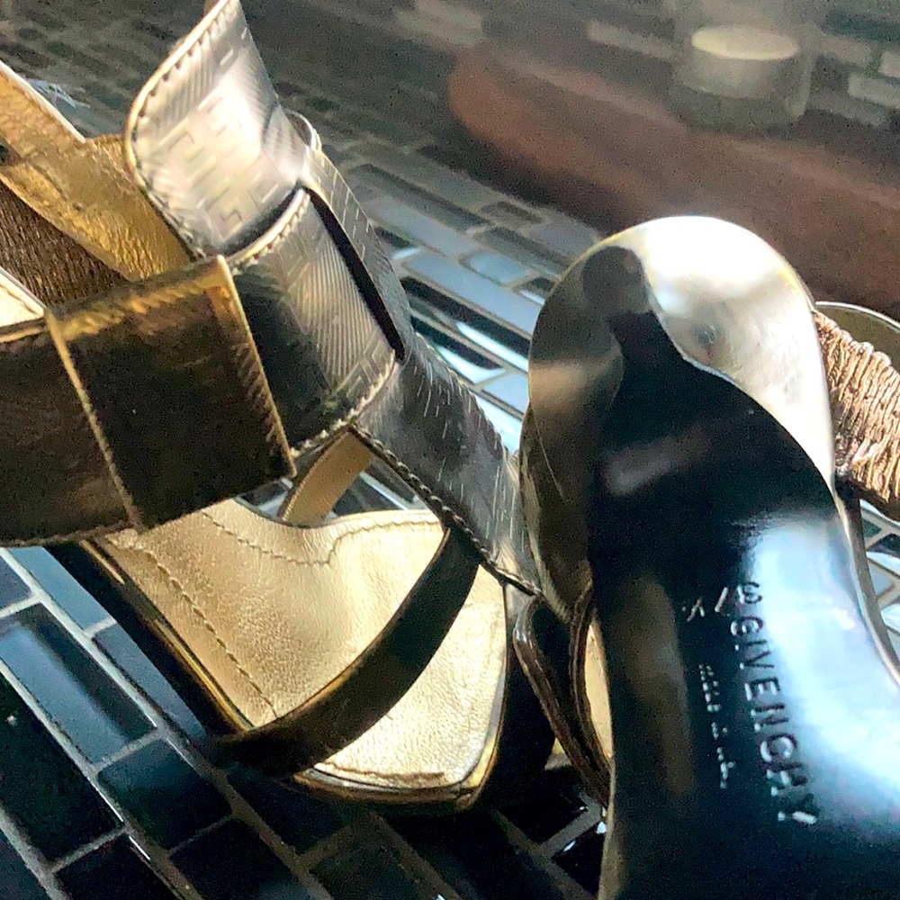 Metallic gold classy embossed Givenchy sandals